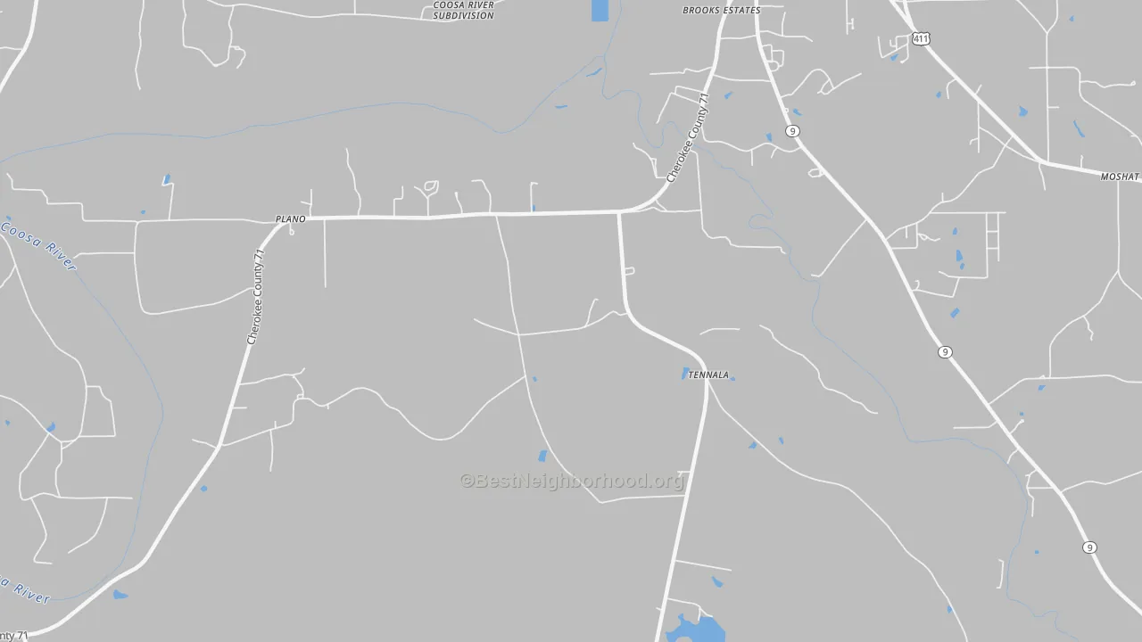 Transit Grade map of Tennala, AL