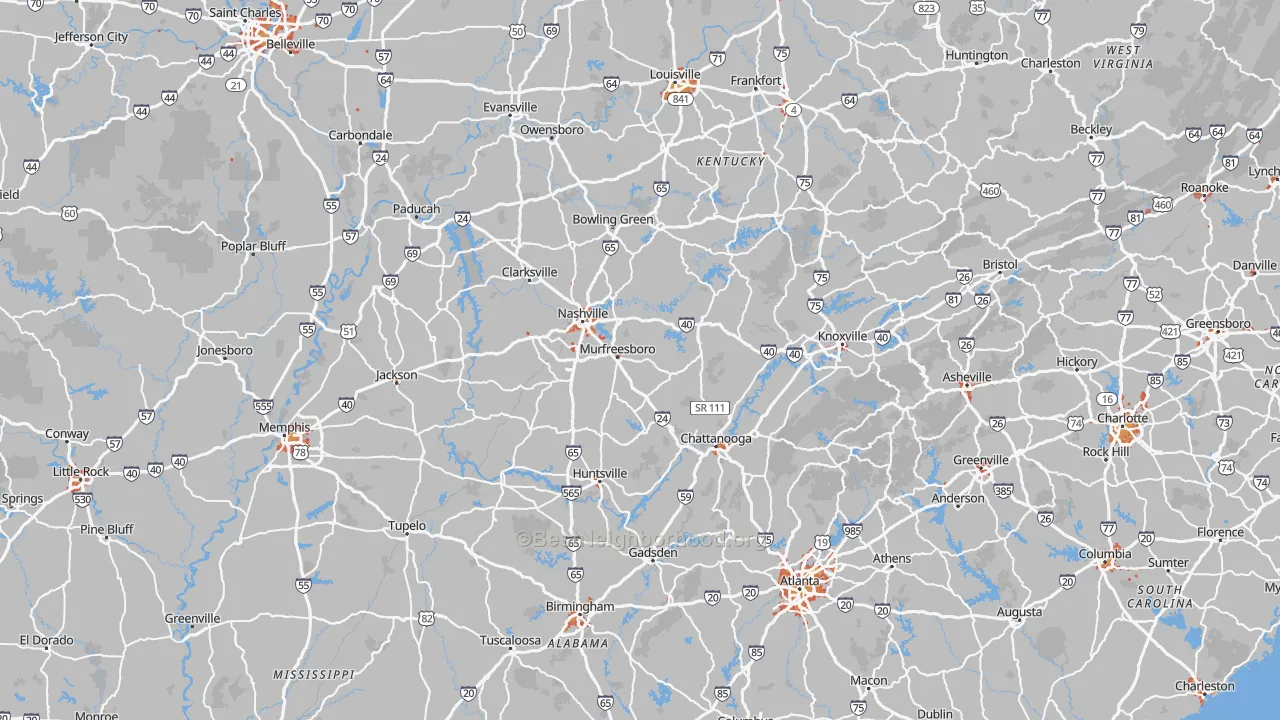 Transit Grade map of Tennessee