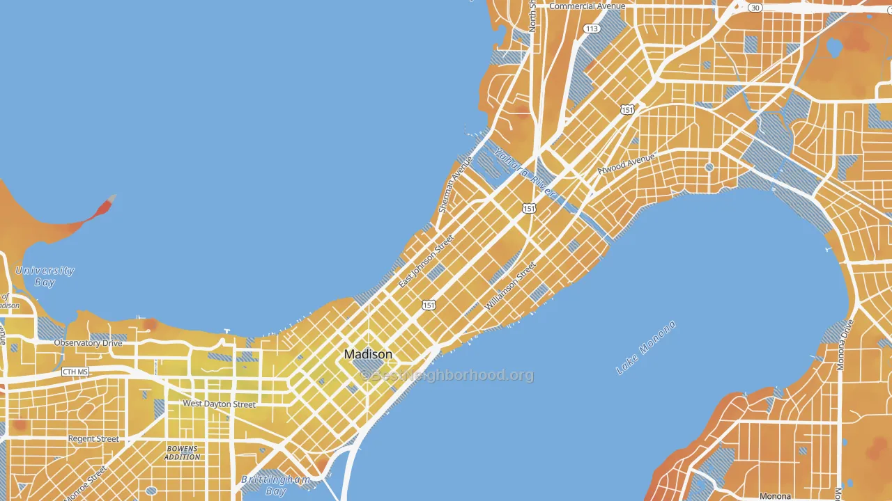 Transit Grade map of Tenney-Lapham, Madison, WI