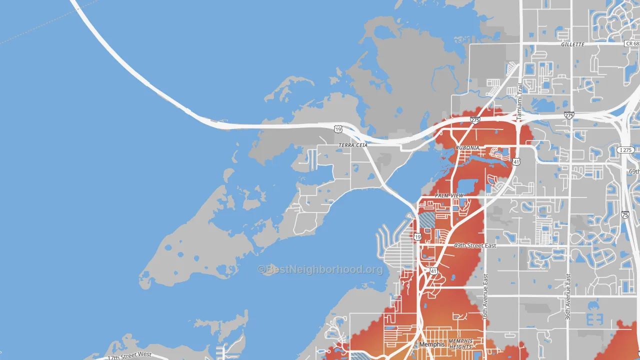 Transit Grade map of Terra Ceia, FL