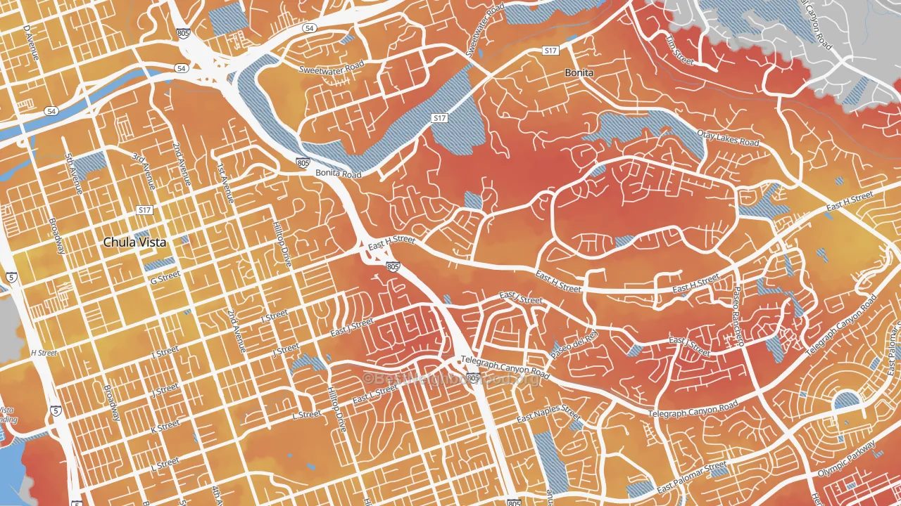 Transit Grade map of Terra Nova, Chula Vista, CA