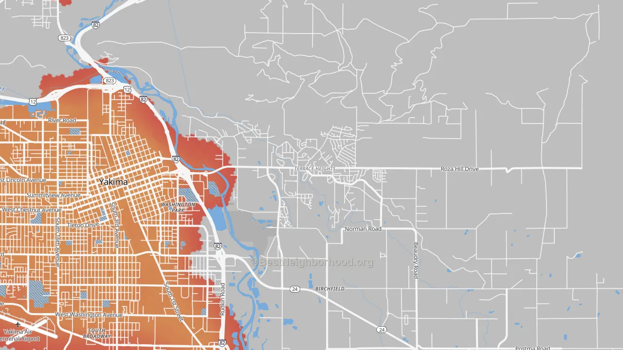 Transit Grade map of Terrace Heights, WA