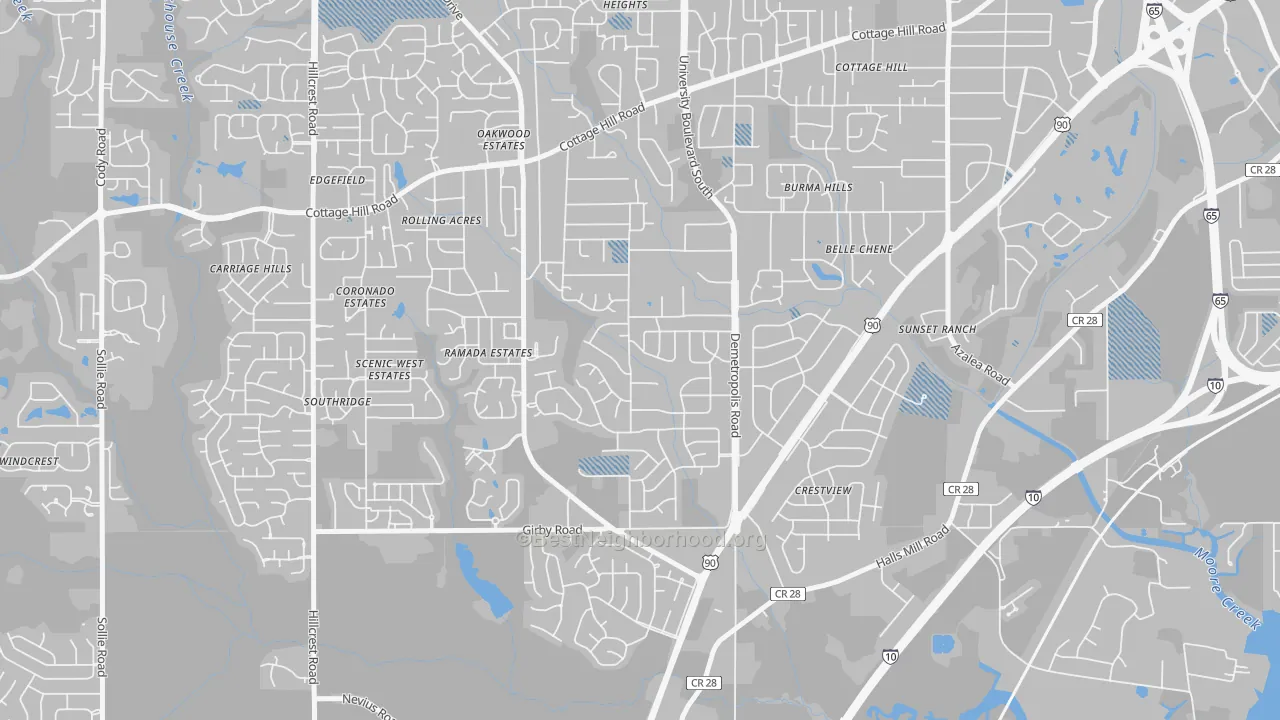 Transit Grade map of Terrace Hills, Mobile, AL