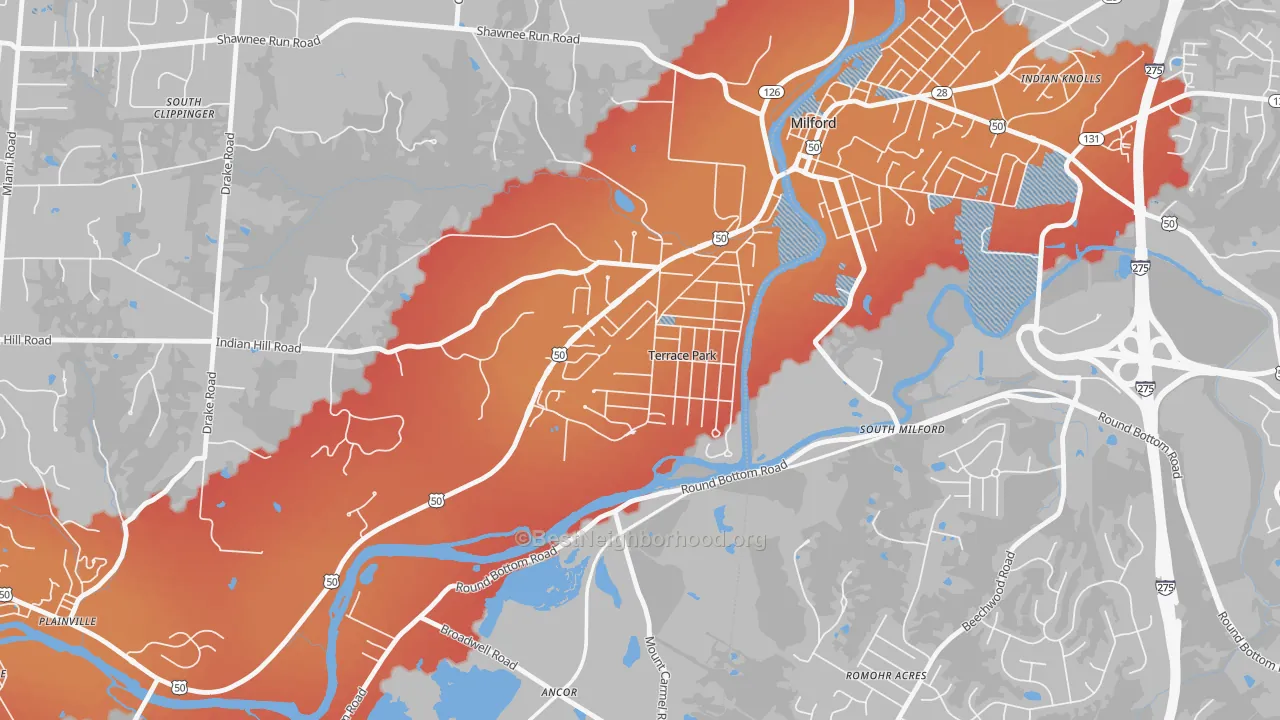 Transit Grade map of Terrace Park, OH