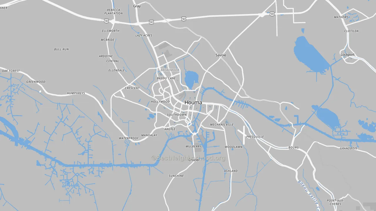 Transit Grade map of Terrebonne Parish, LA