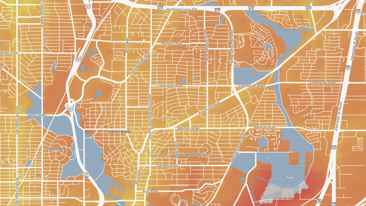 Transit Grade map of Terrell Heights, San Antonio, TX