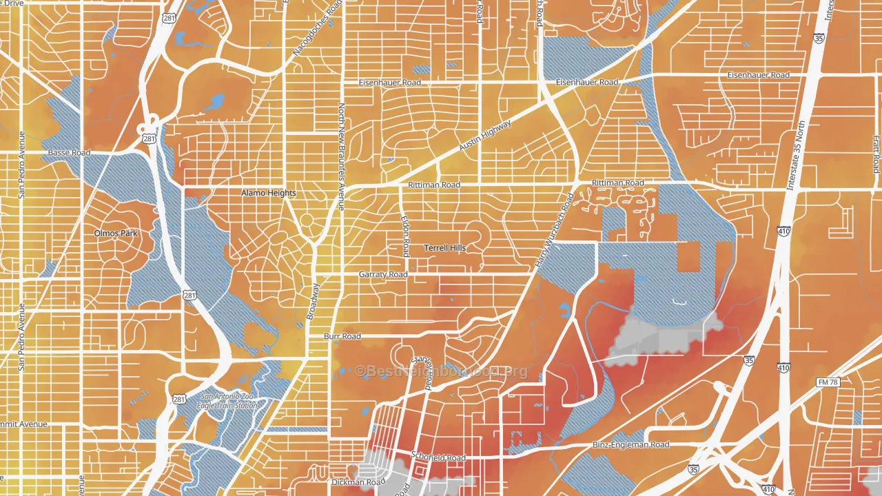 Transit Grade map of Terrell Hills, TX