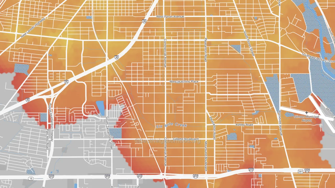 Transit Grade map of Terrell Wells, San Antonio, TX