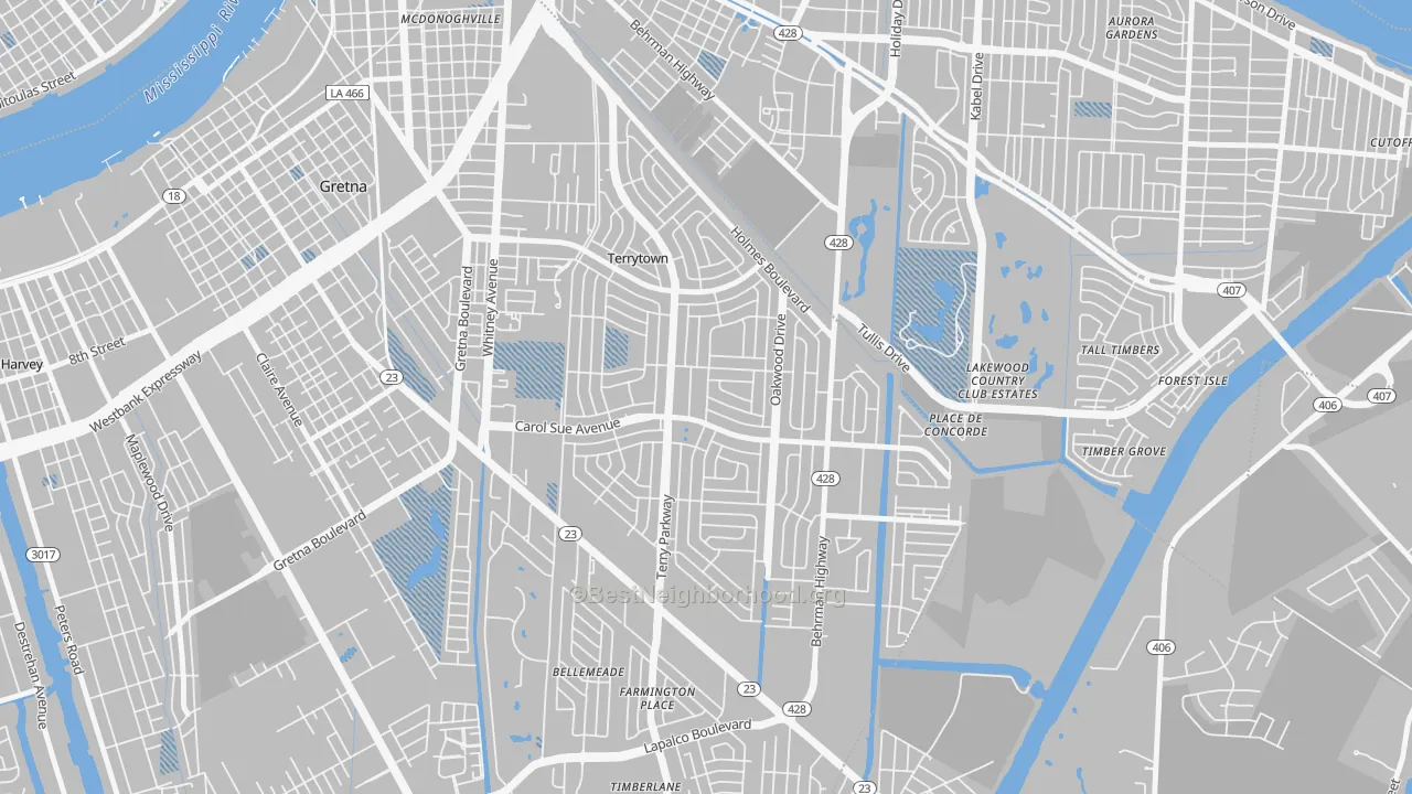 Transit Grade map of Terrytown, LA