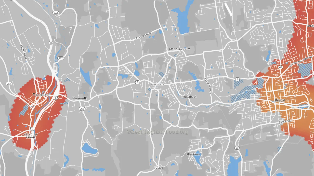 Transit Grade map of Terryville, CT