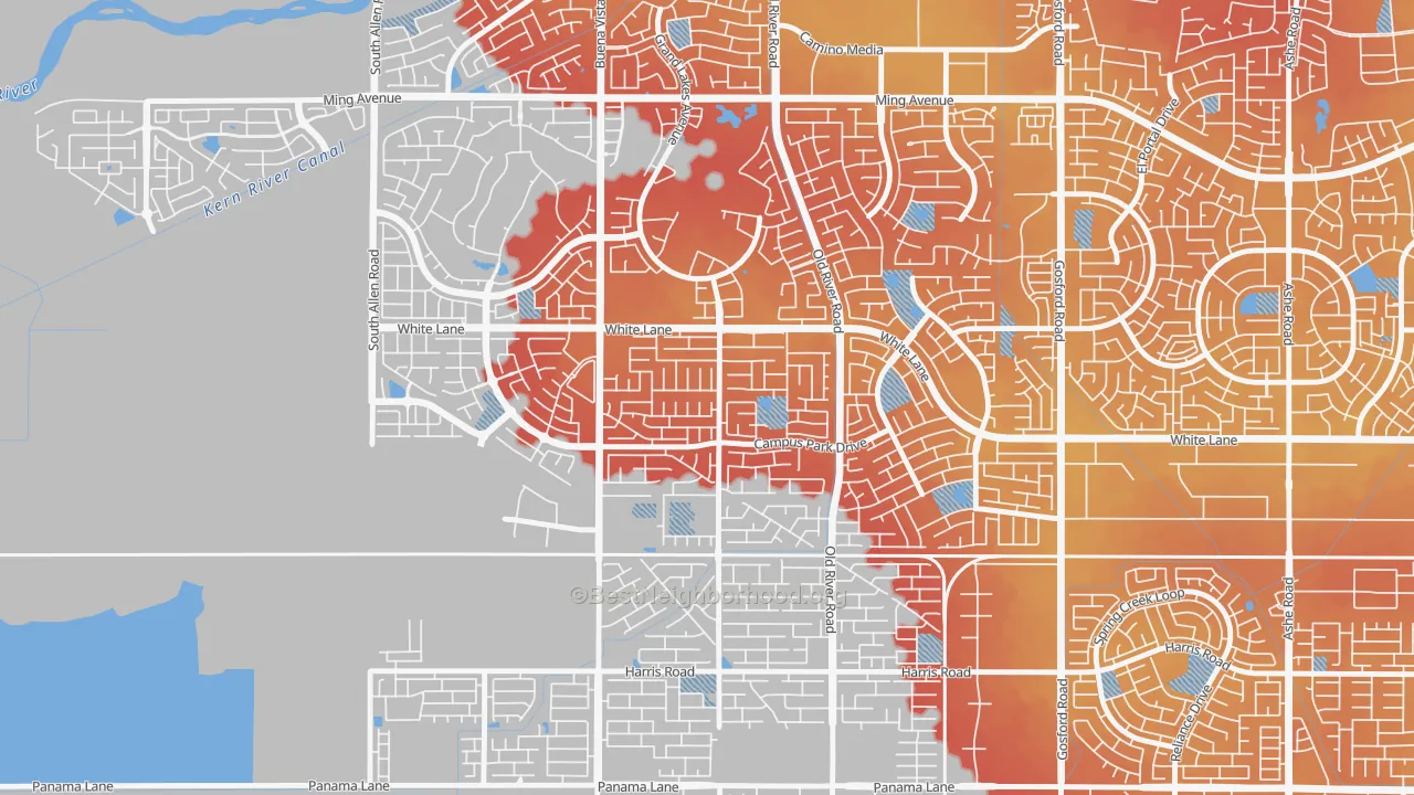 Transit Grade map of Tevis Ranch, Bakersfield, CA