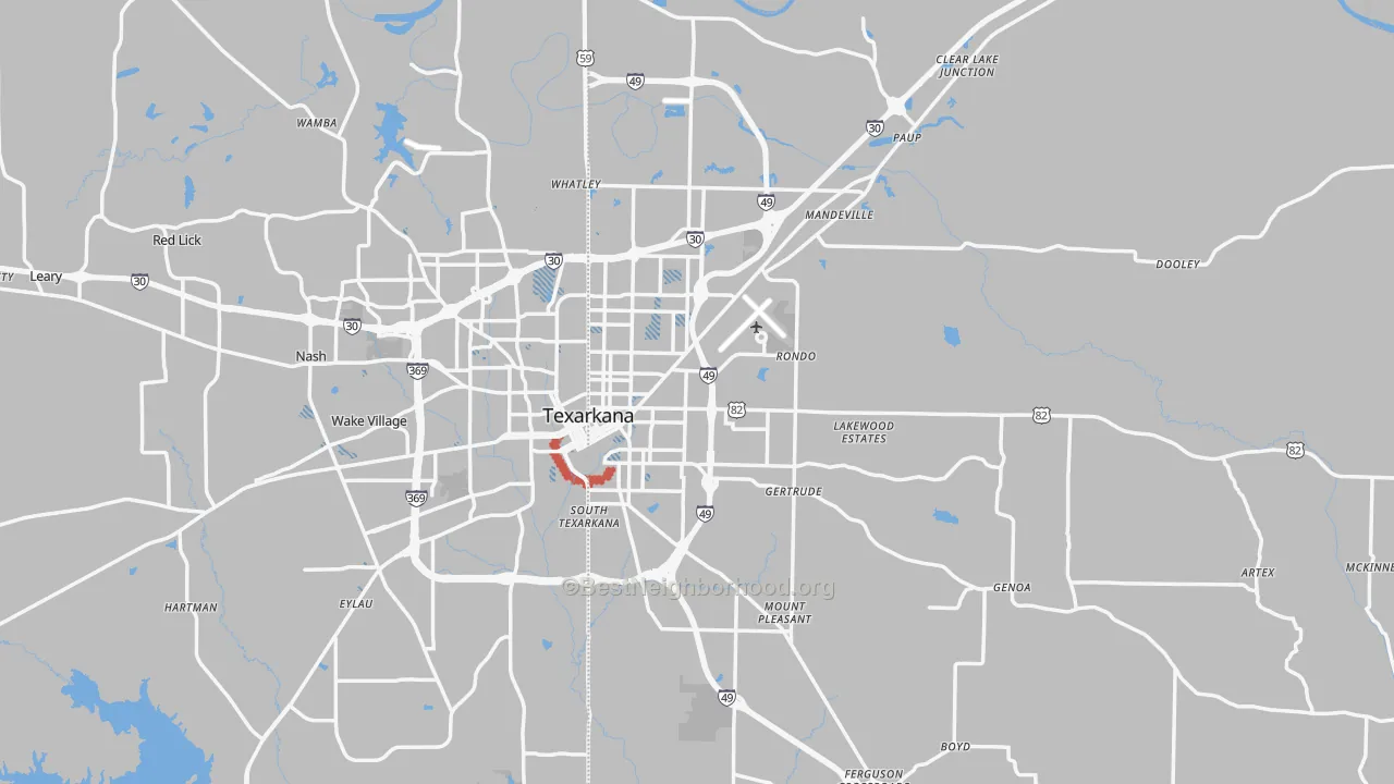 Transit Grade map of Texarkana, AR