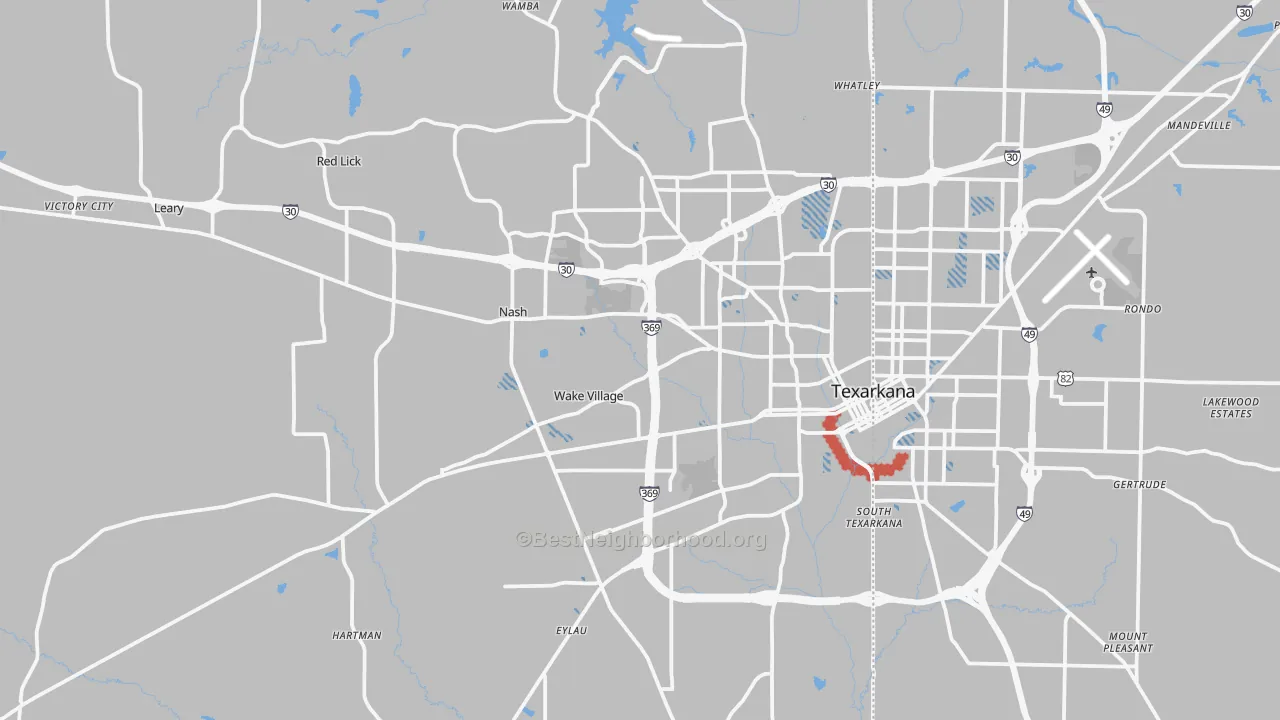 Transit Grade map of Texarkana, TX