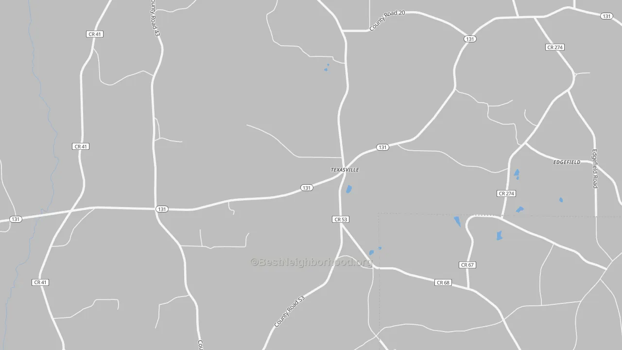 Transit Grade map of Texasville, AL