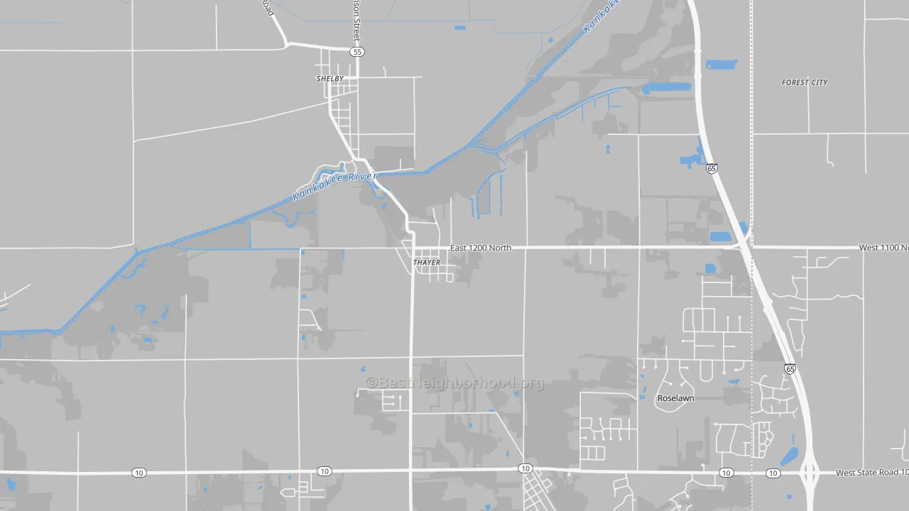 Transit Grade map of Thayer, IN