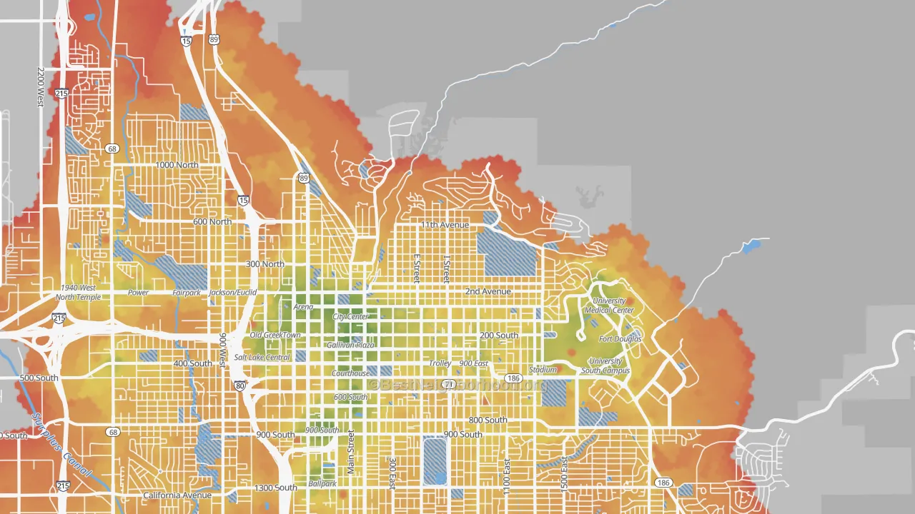 Transit Grade map of The Avenues, Salt Lake City, UT