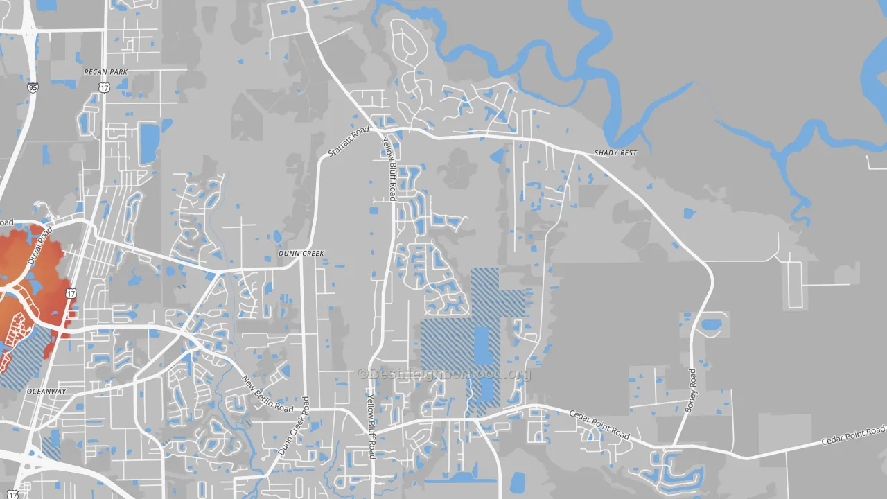 Transit Grade map of The Cape, Jacksonville, FL