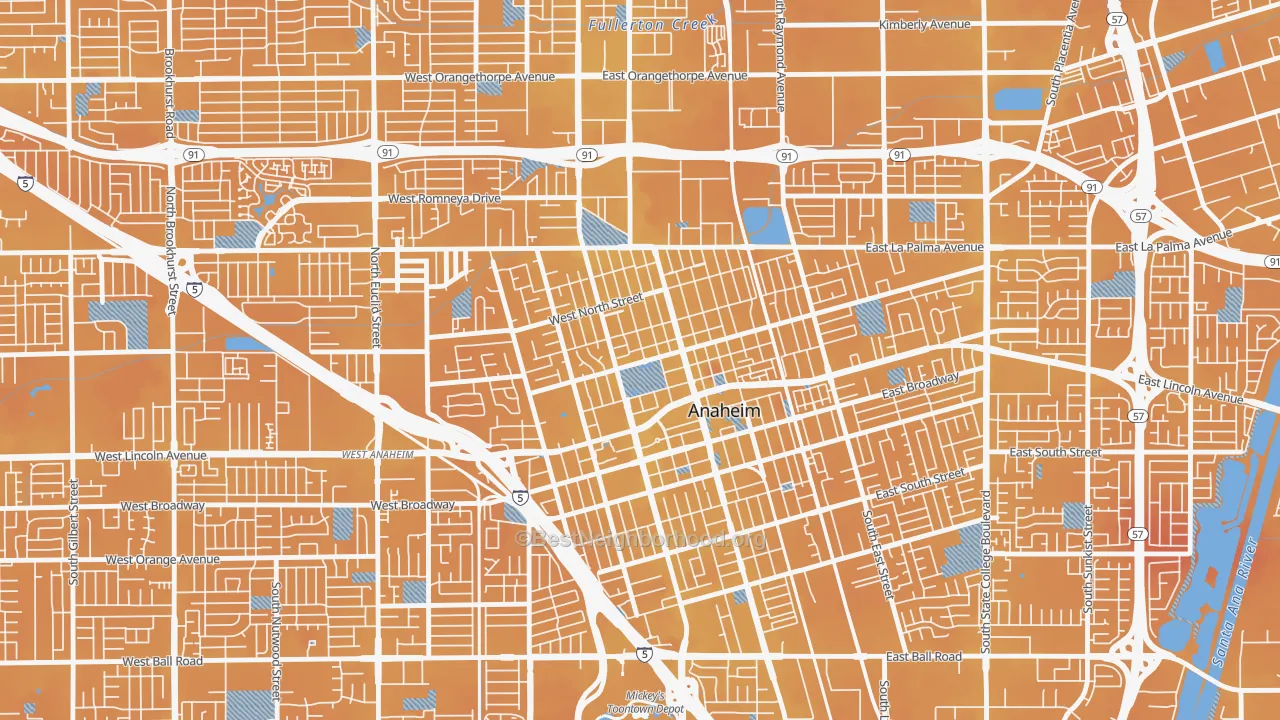 Transit Grade map of The Colony, Anaheim, CA