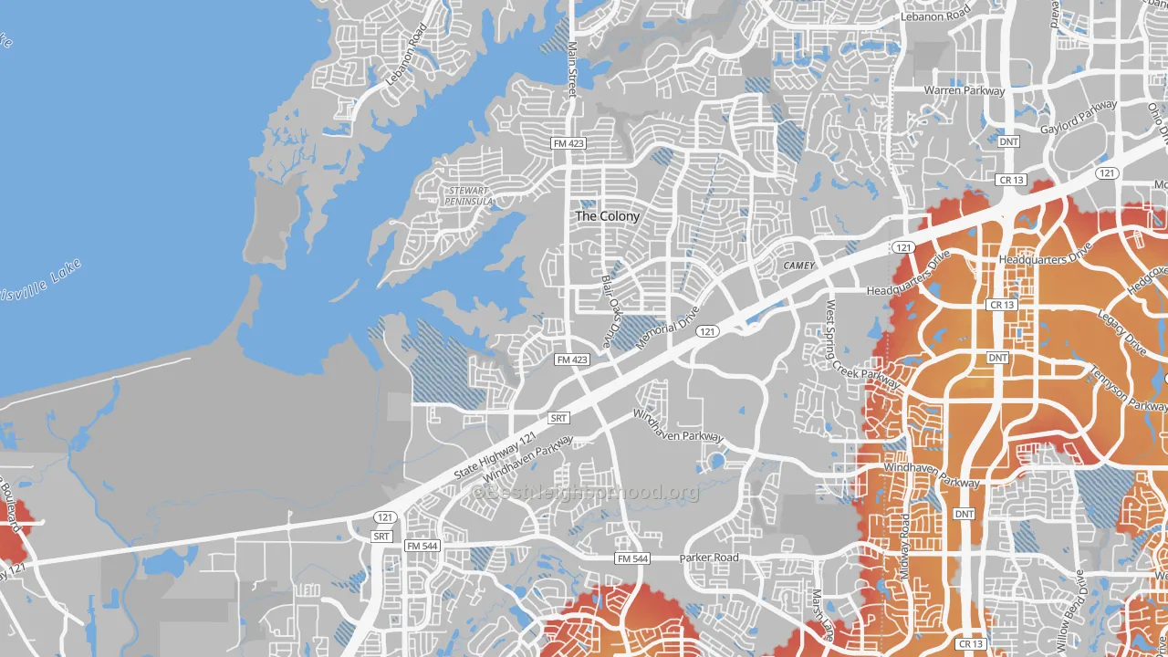 Transit Grade map of The Colony, TX