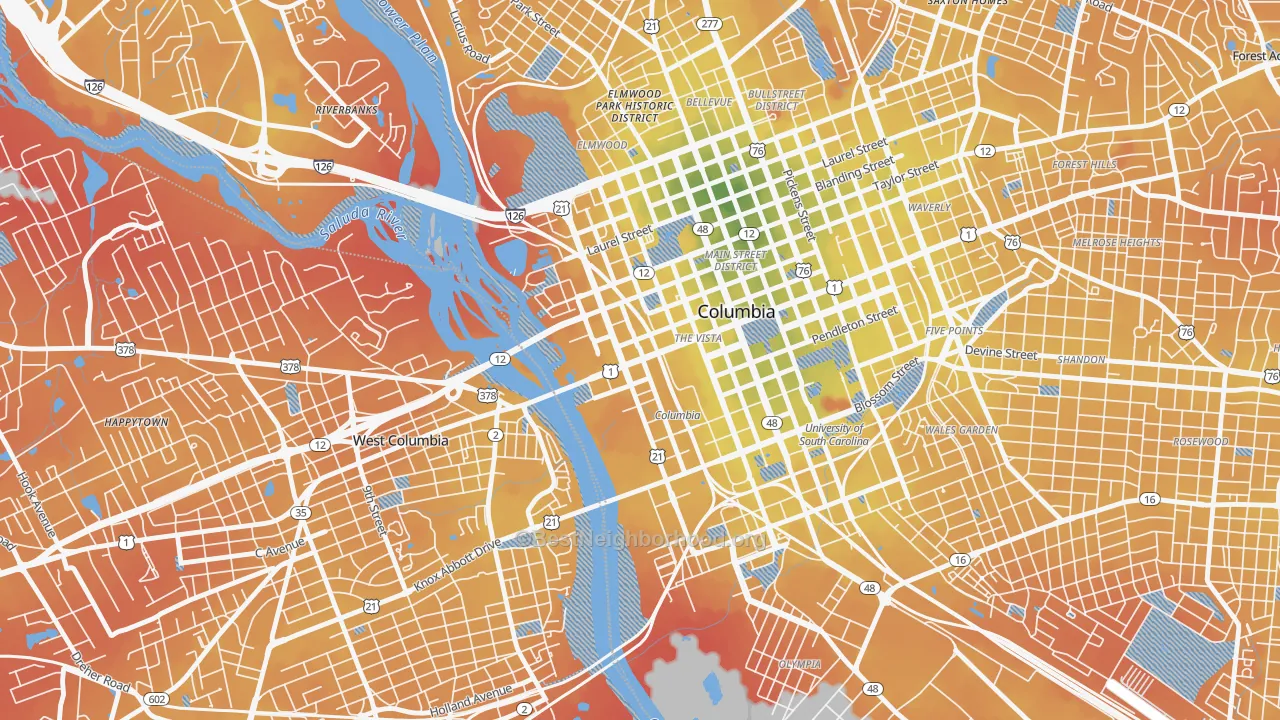 Transit Grade map of The Congaree Vista, Columbia, SC
