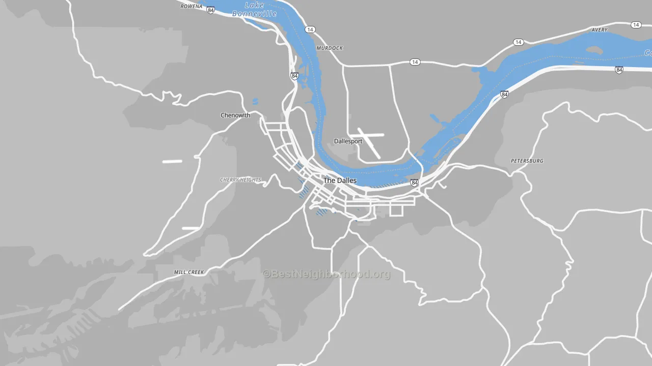 Transit Grade map of The Dalles, OR