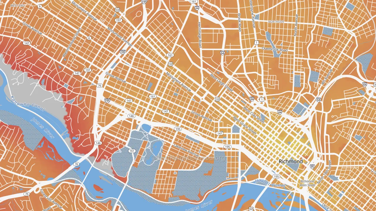 Transit Grade map of The Fan, Richmond, VA