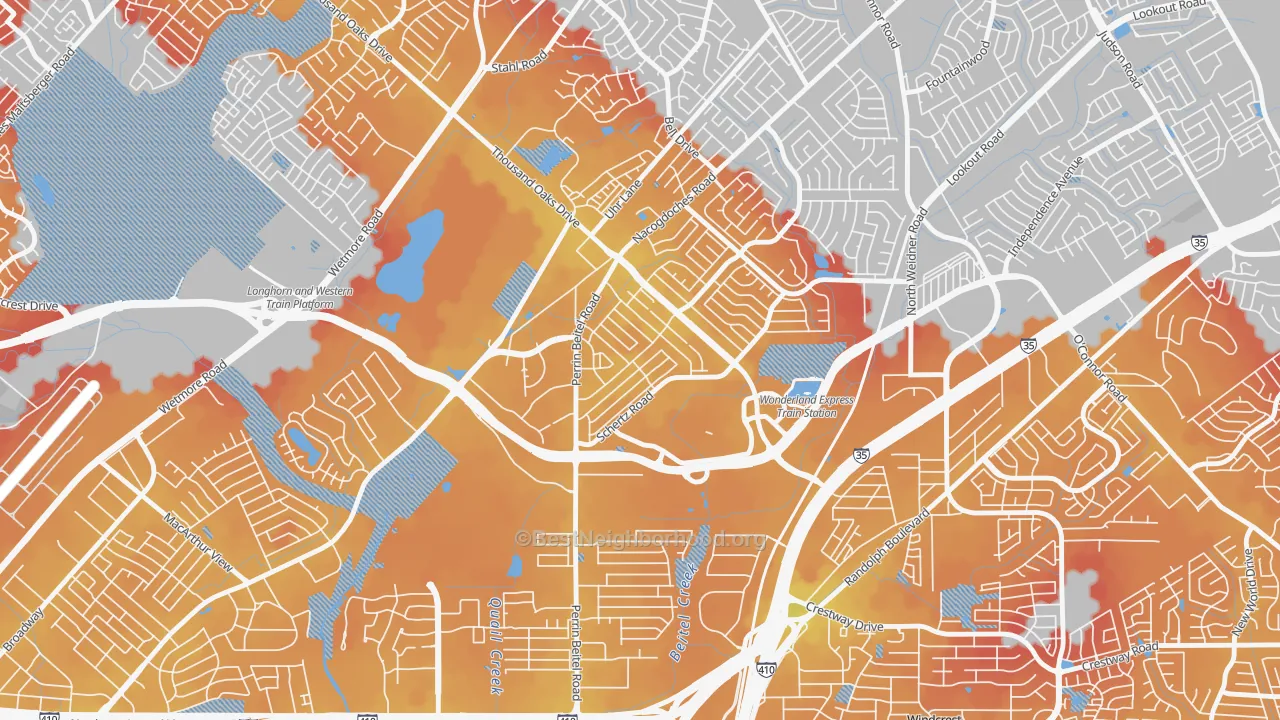 Transit Grade map of The Hills of Park North, San Antonio, TX