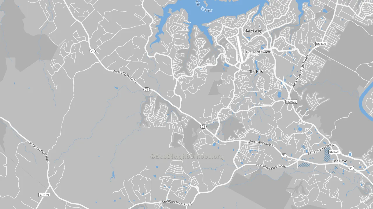 Transit Grade map of The Hills, TX
