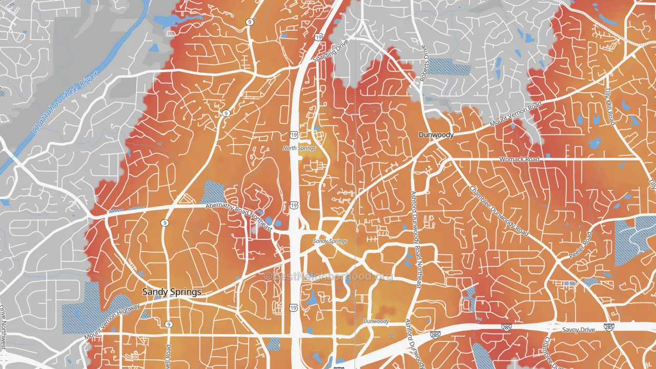 Transit Grade map of The Meadows, Sandy Springs, GA