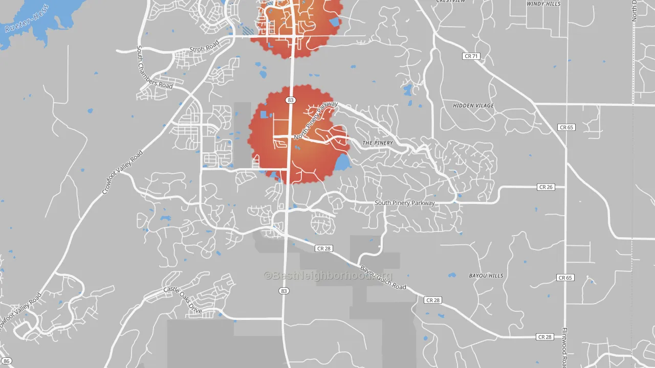 Transit Grade map of The Pinery, CO