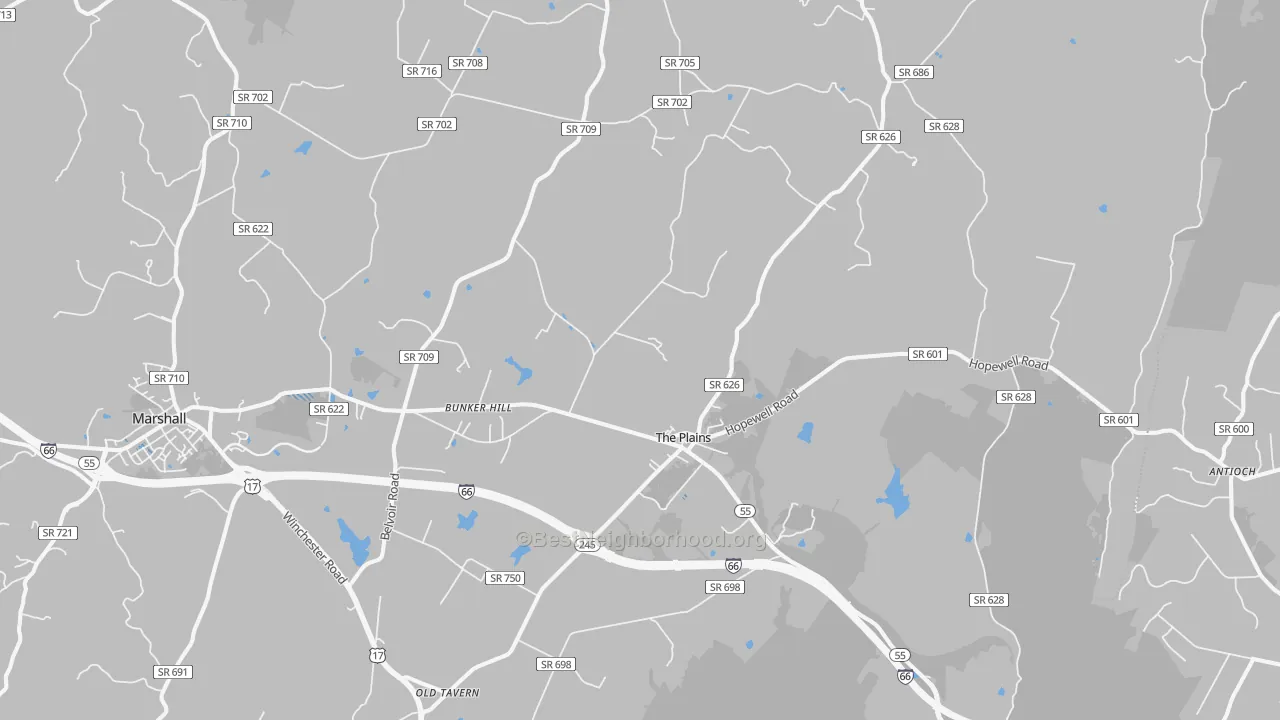 Transit Grade map of The Plains, VA
