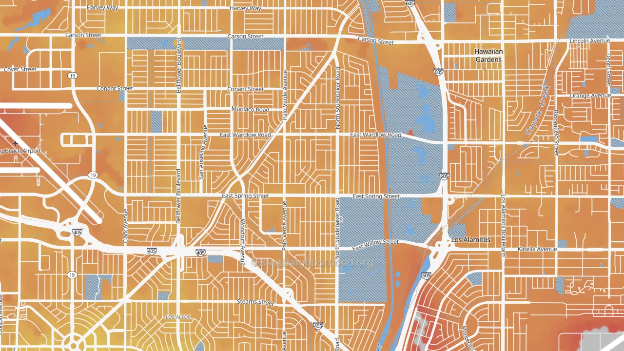 Transit Grade map of The Plaza, Long Beach, CA