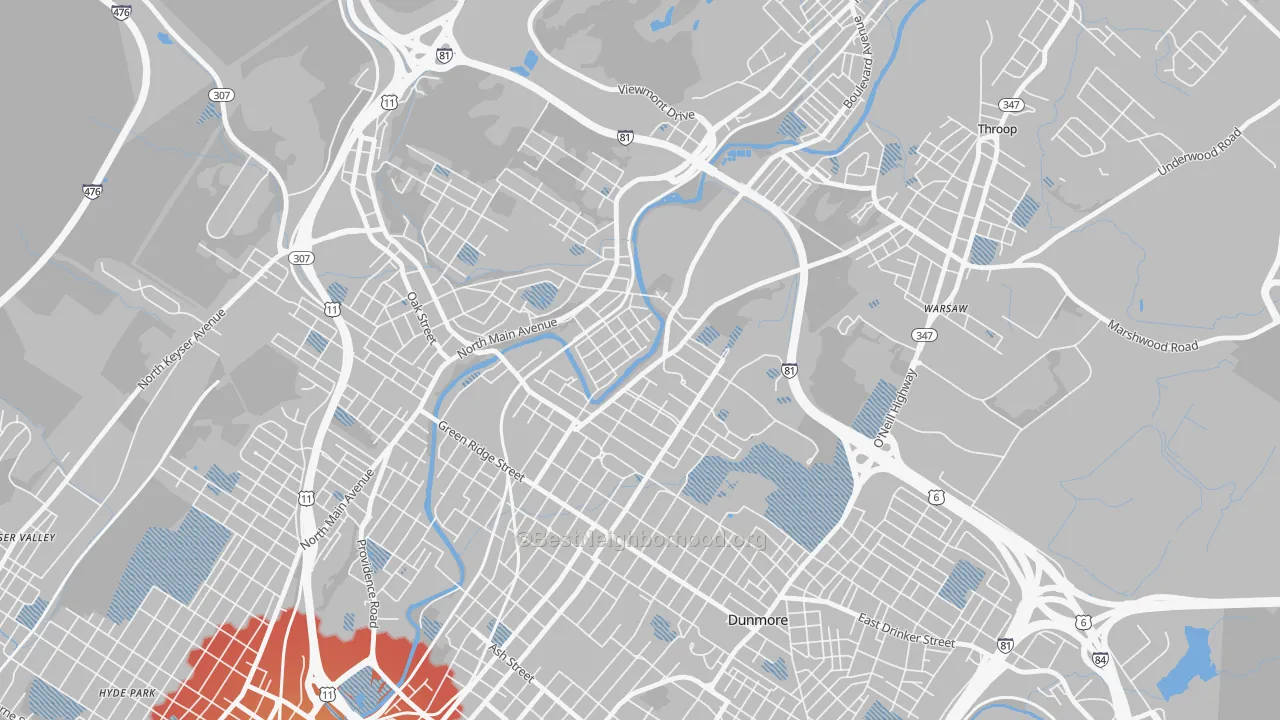 Transit Grade map of The Plot, Scranton, PA
