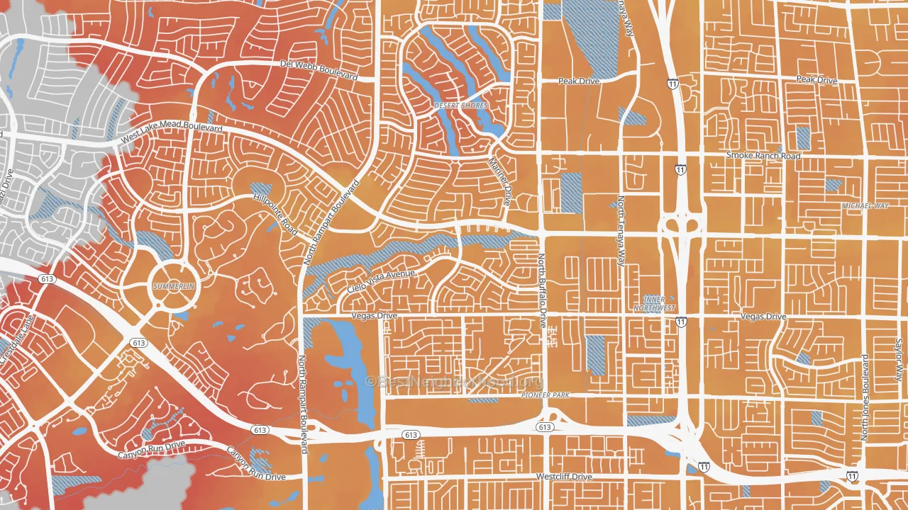 Transit Grade map of The Pueblo, Las Vegas, NV