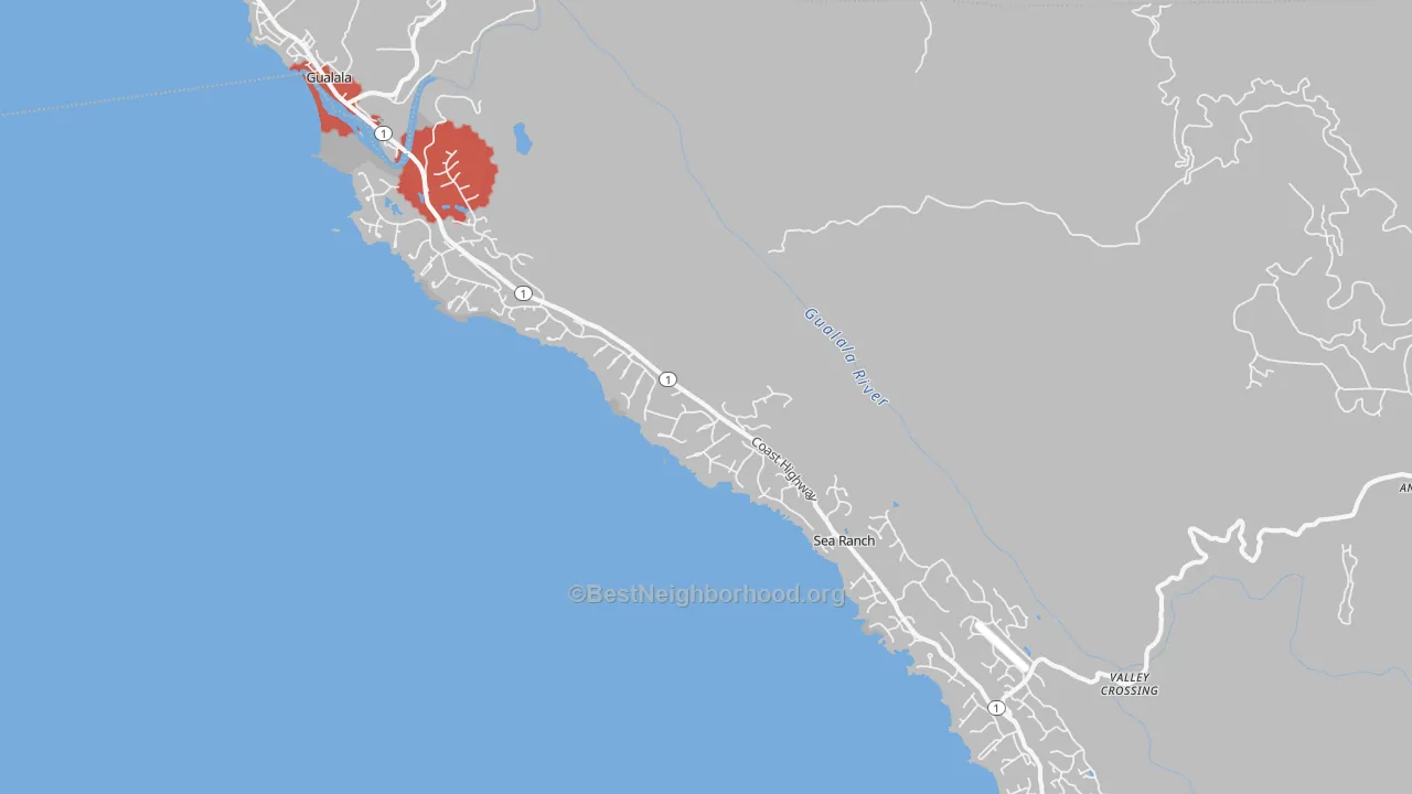Transit Grade map of The Sea Ranch, CA