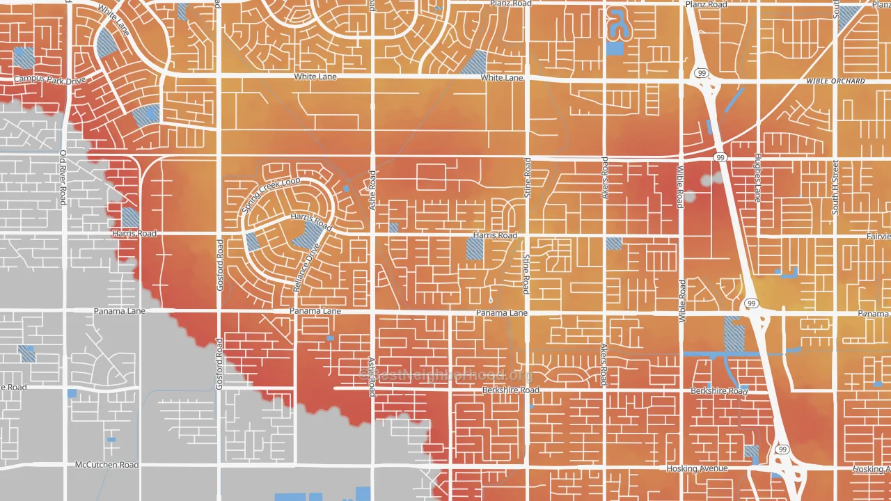 Transit Grade map of The Seasons, Bakersfield, CA