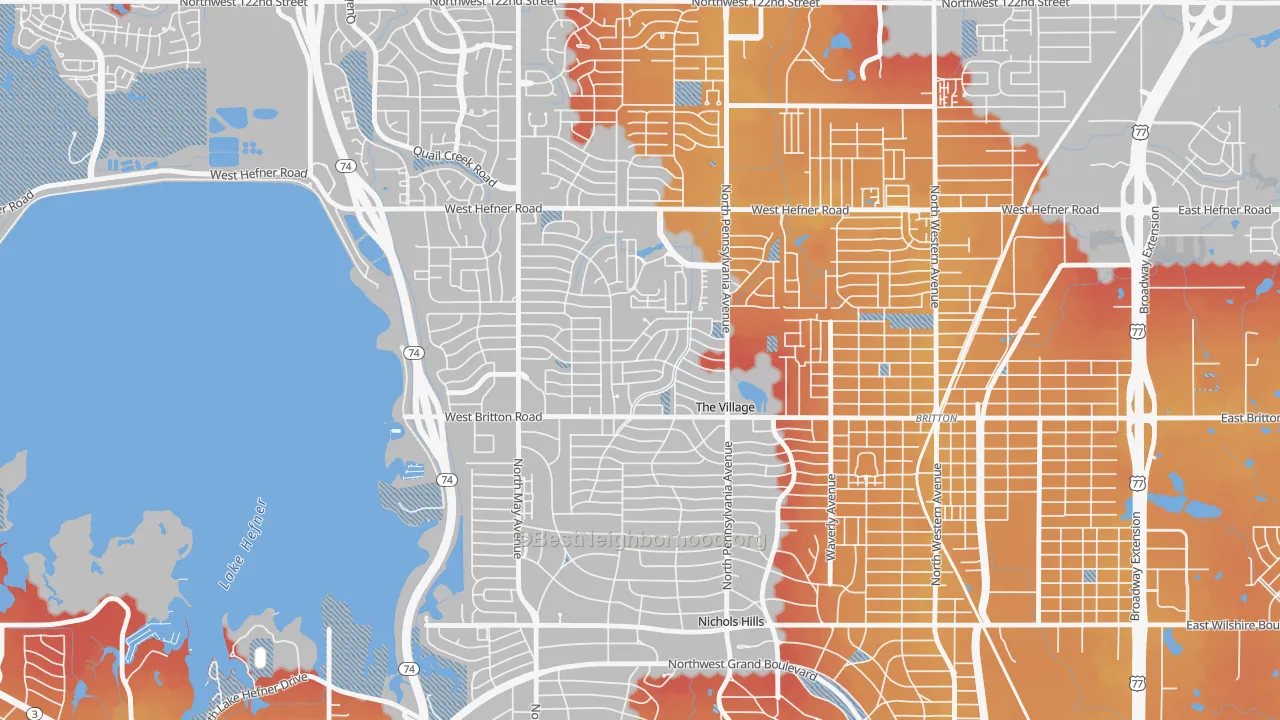 Transit Grade map of The Village, OK