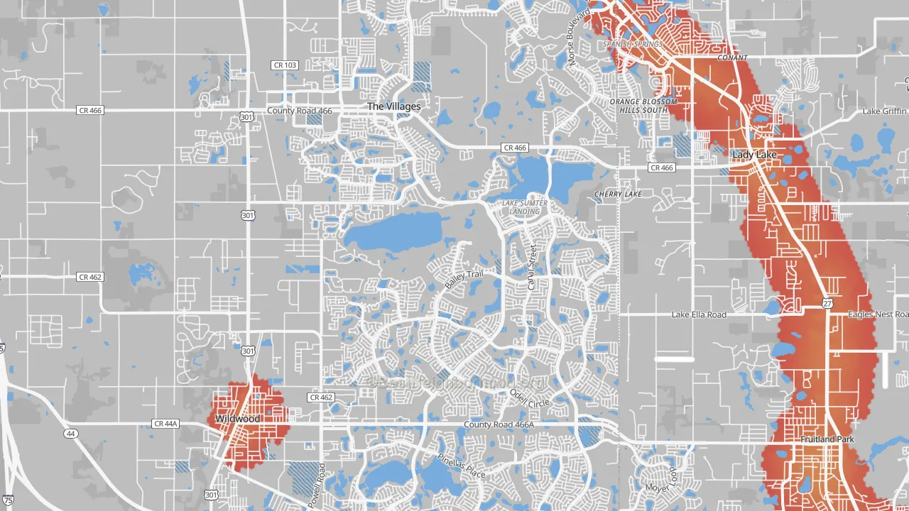 Transit Grade map of The Villages, FL
