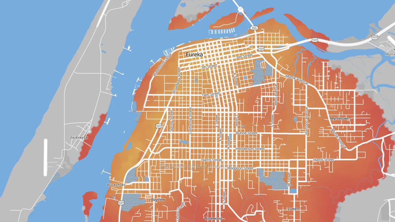 Transit Grade map of The West Side, Eureka, CA