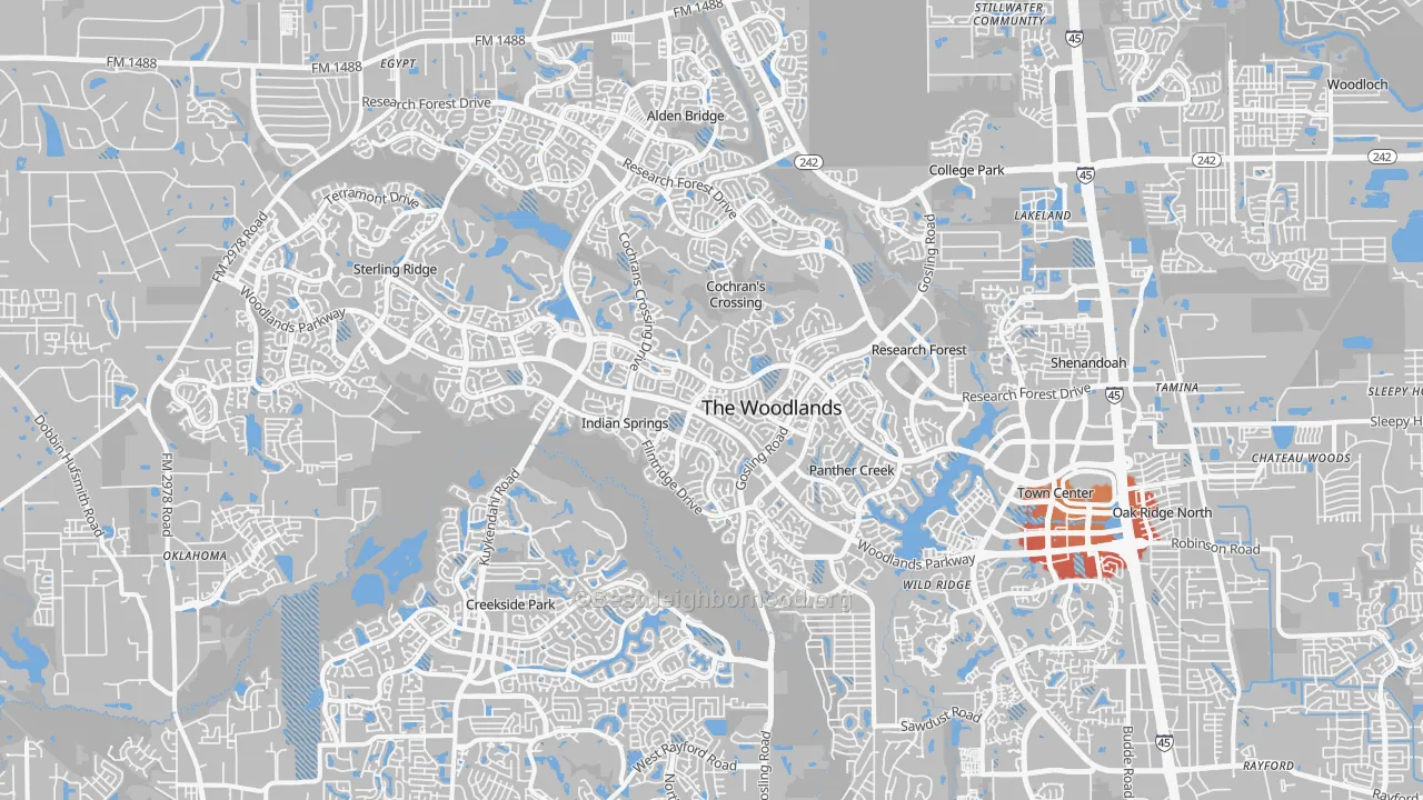 Transit Grade map of The Woodlands, TX