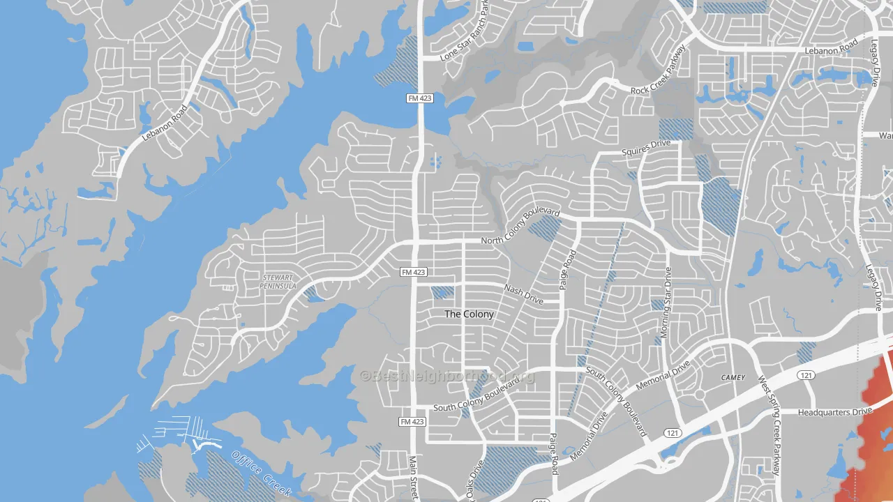 Transit Grade map of The Ws, The Colony, TX