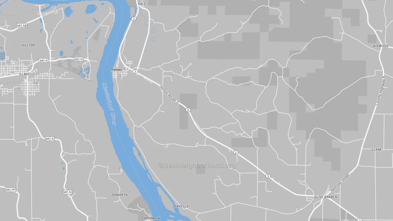 Transit Grade map of Thebes, IL