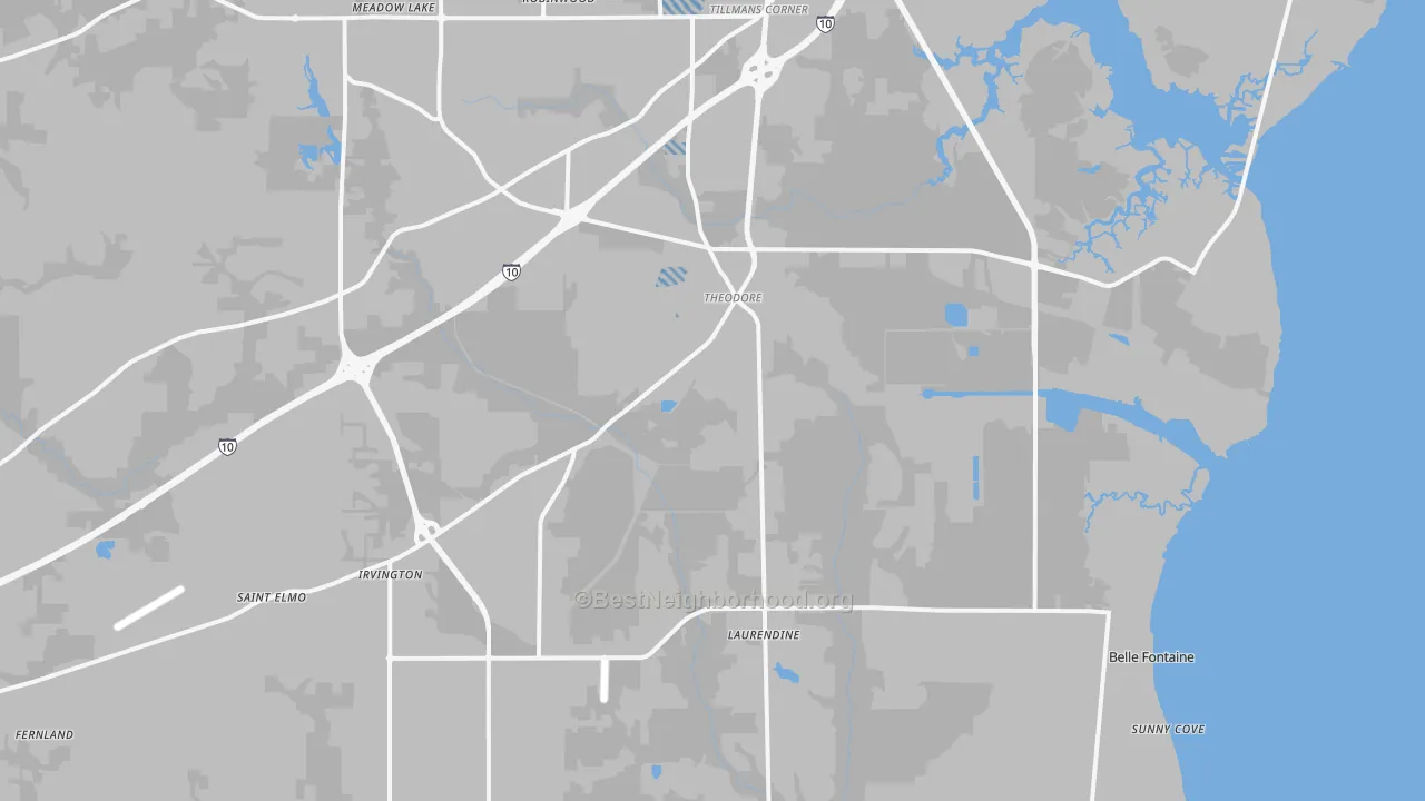 Transit Grade map of Theodore, AL