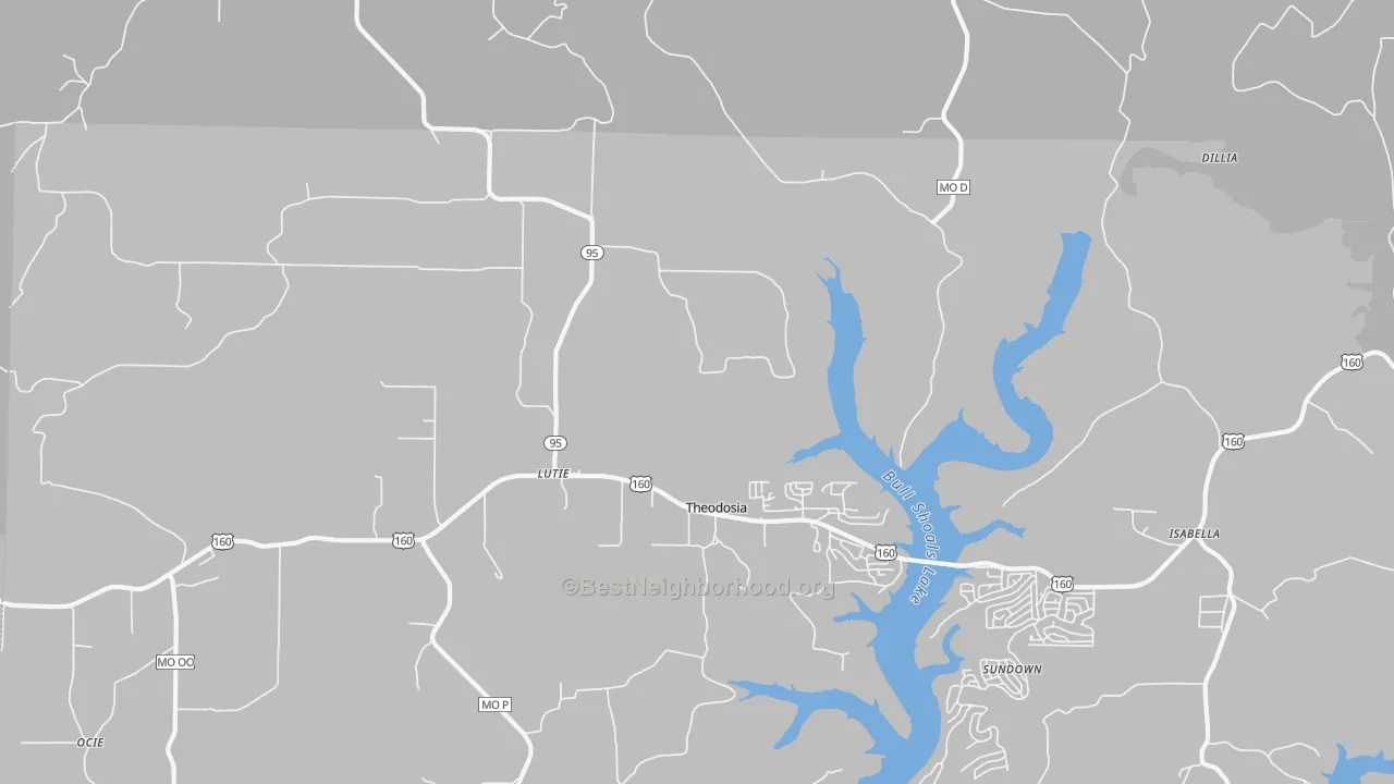 Transit Grade map of Theodosia, MO