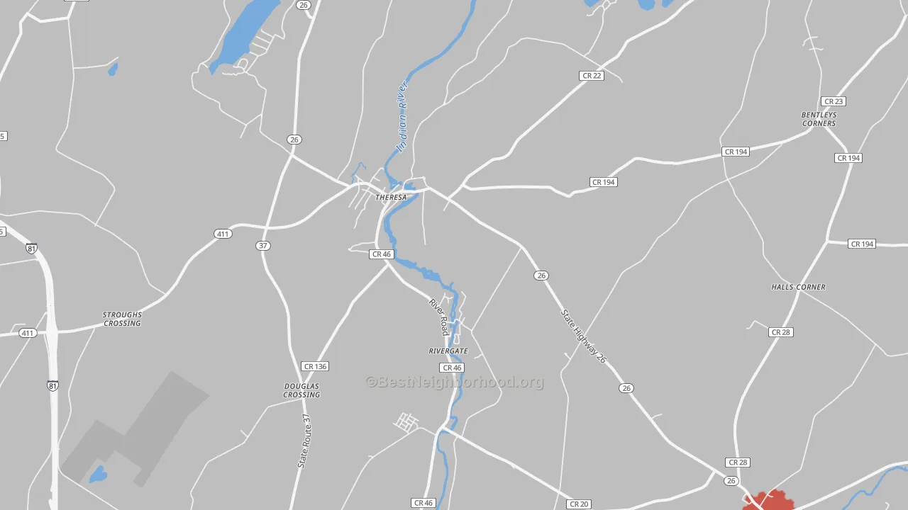 Transit Grade map of Theresa, NY