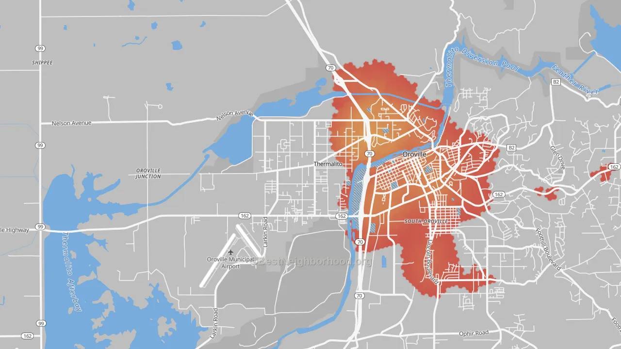 Transit Grade map of Thermalito, CA