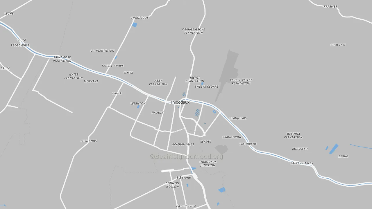 Transit Grade map of Thibodaux, LA