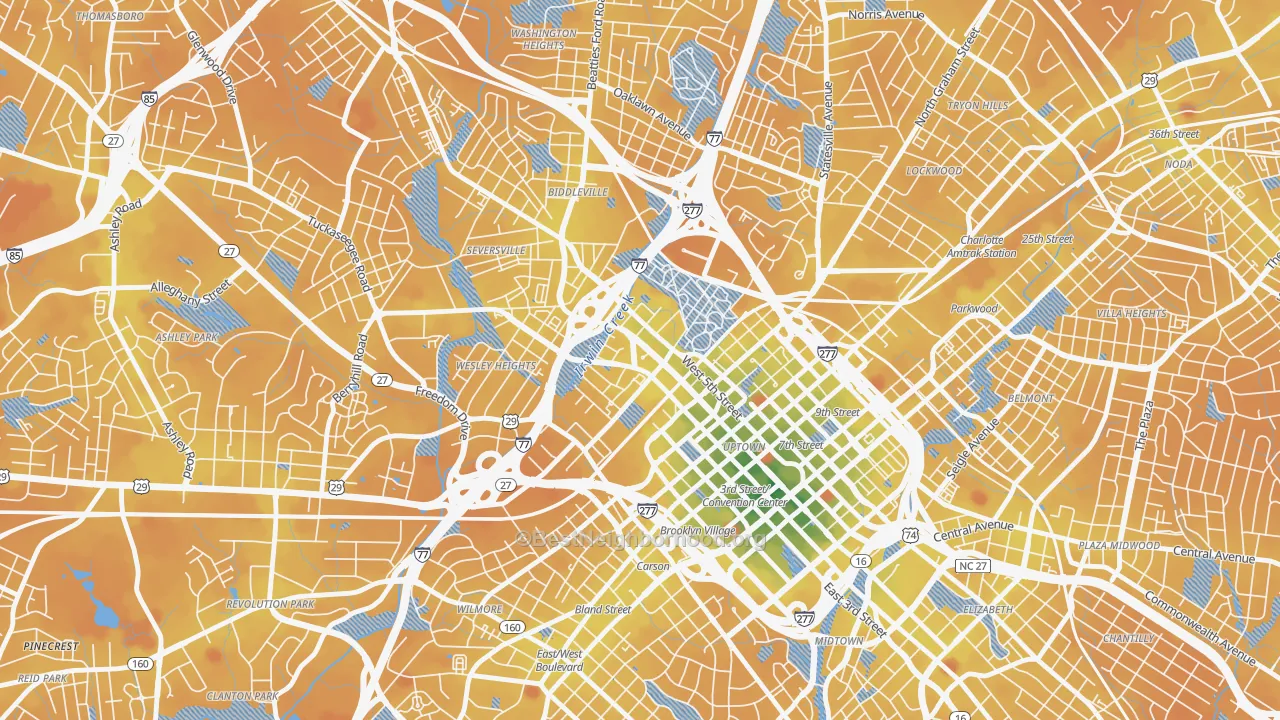 Transit Grade map of Third Ward, Charlotte, NC