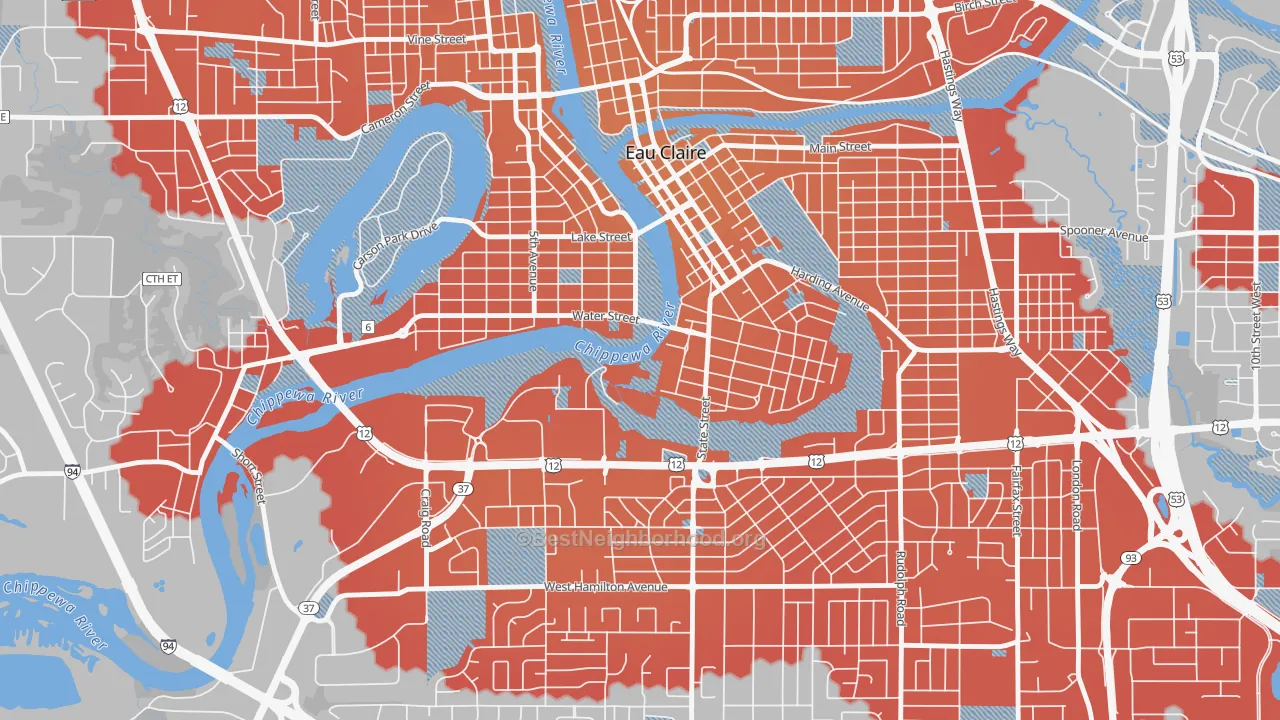 Transit Grade map of Third Ward, Eau Claire, WI