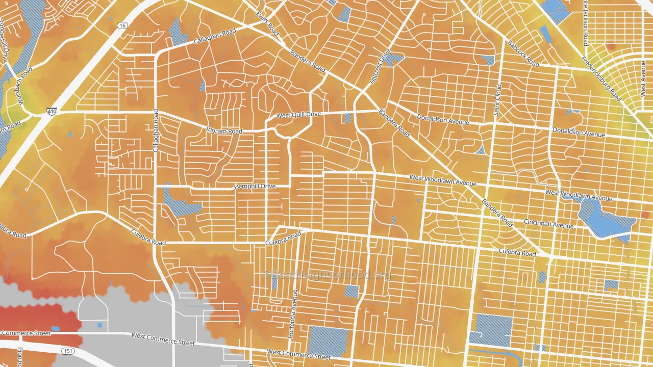 Transit Grade map of Third World, San Antonio, TX